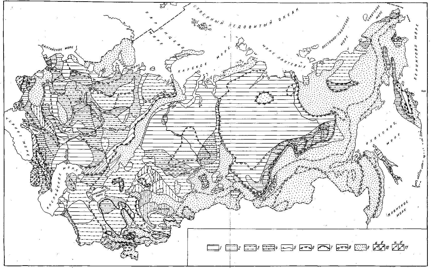 Гидрогеологическая карта - Схематическая карта распространения минеральных вод СССР